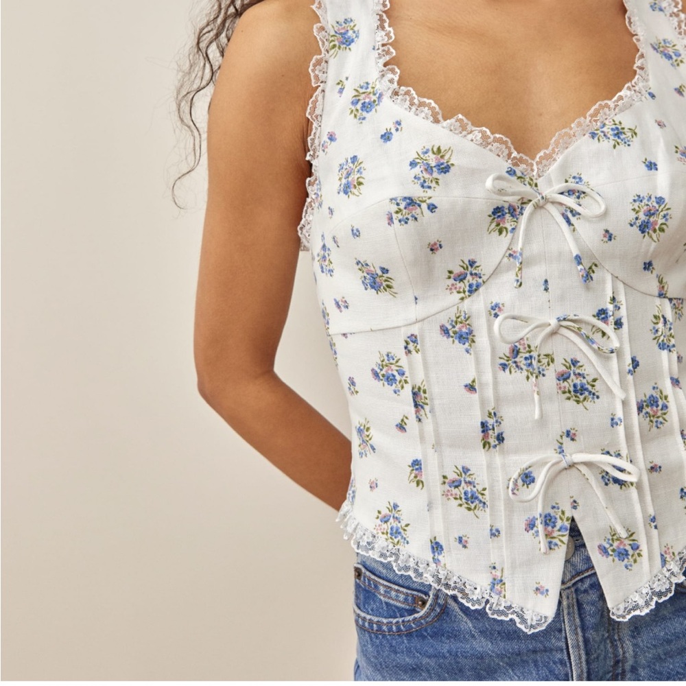 Reformation Brenda Linen Top Size 2